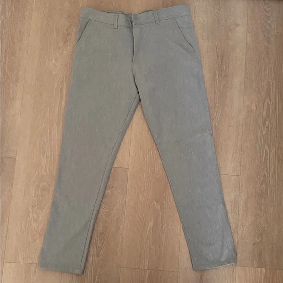 Tailored Gray Cotton-Blend Chinos for Men Size 34