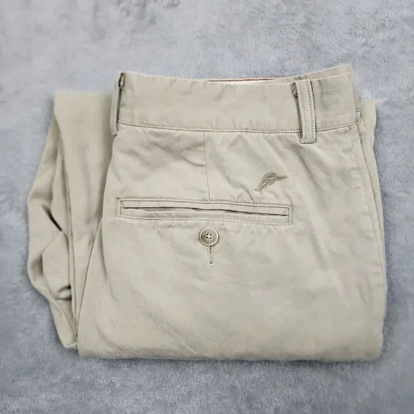 Tommy Bahama Men's Pants 34x30 Beige Straight Leg Lightweight Casual Trousers