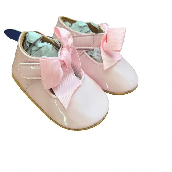 Baby Girl Infant Pink Shoes with Bow Accent Sz 19 9-12 months NWT