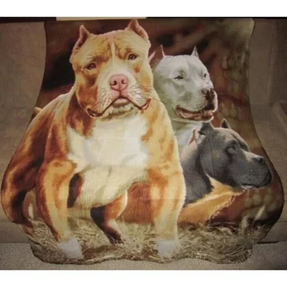 New Pitbull Terrier Soft Fleece Throw Gift Blanket Pit Bull Lover Dog Photo Warm