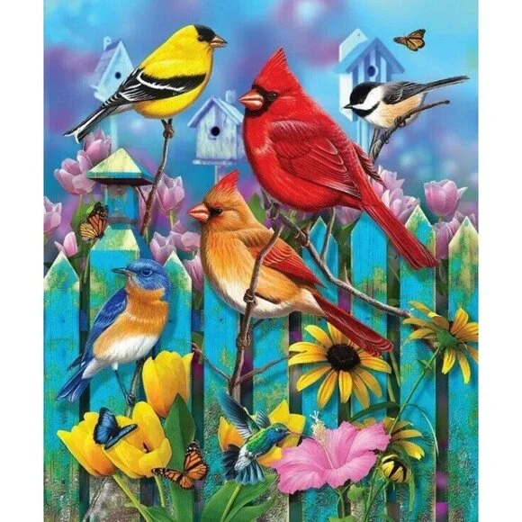 New Flower Songbirds Cardinal Plush Throw Blanket Birdwatch Birder Twitcher Gift