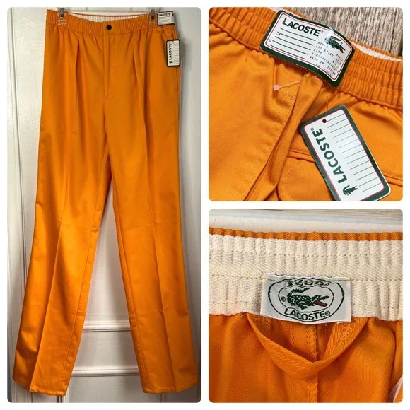 NWT 70s Vintage Izod Lacoste Pants Preppy Bright Orange Men's‎ Size Medium 30x36