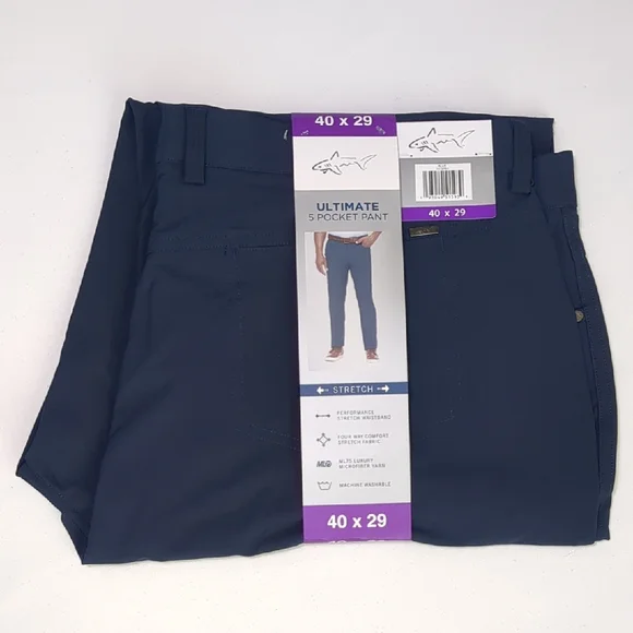 Greg Norman Ultimate 5 Pocket ML 75 Navy Pants Sz 40 x 29