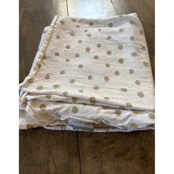 Crate & Kids Natural Organic Heathered Jersey Swaddle Blanket Polka Dot Bunny