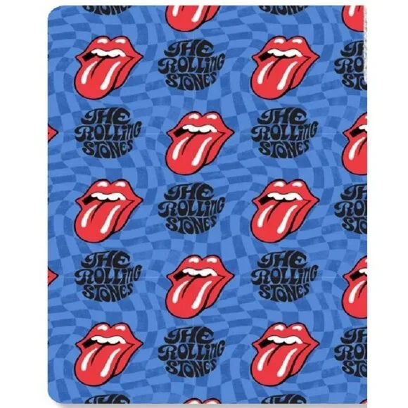 New Blue The Rolling Stones Plush Fleece Gift Throw Blanket Red Lips Tongue Logo