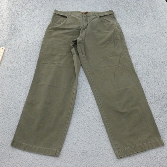 Columbia River Lodge Canvas Utility Pants Mens 38x30 Olive Green Cotton