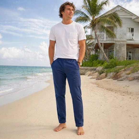 Chubbies Blue Elastic Waist Casual Pants XXL Men's Stretch Chinos Preppy Coastal