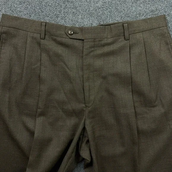 Jos. A. Bank Dress Pants Mens 40R Brown 100% Wool Pleated Executive Traditional