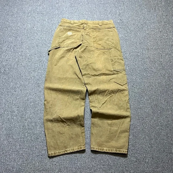 Vintage Lee Dungarees Carpenter Pants 34x30 Brown Canvas Workwear Utility 90s