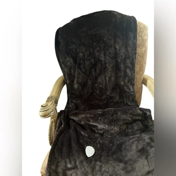 Dark Brown Electric Heated Throw Blanket Plush Microplush Heat Control 54x60