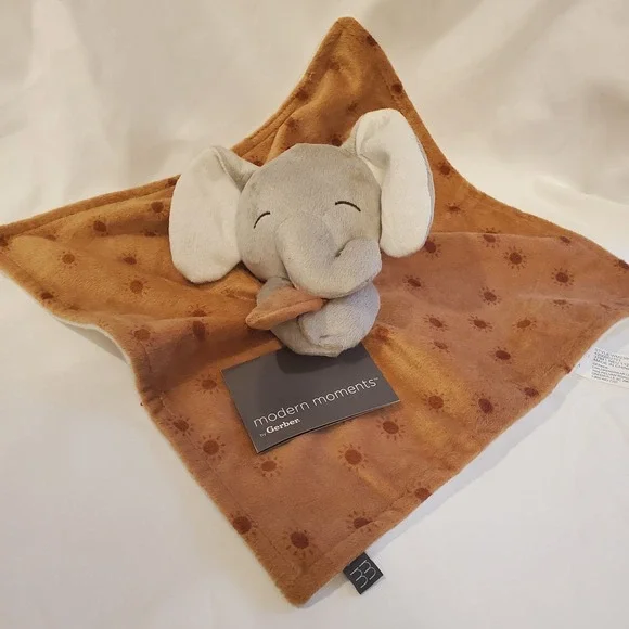 Gerber Modern Moments Baby Elephant Security Blanket Lovey Soft 12X12