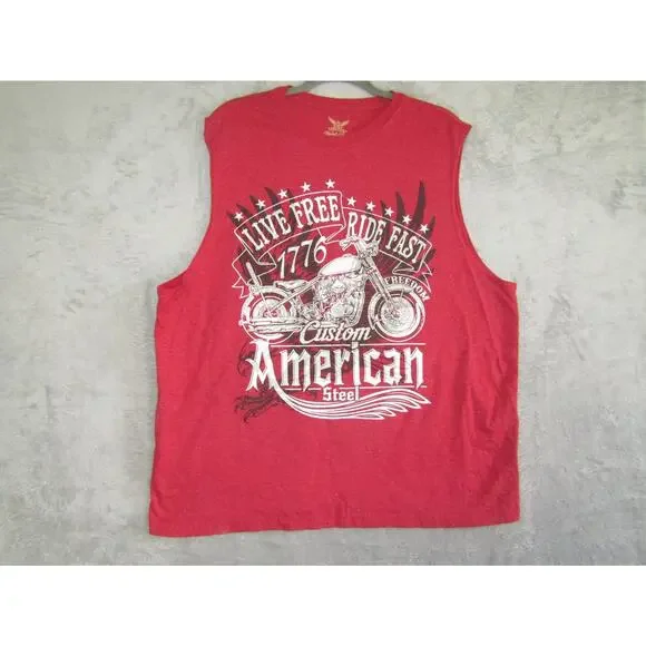 VTG 1776 American Custom‎ Muscle Tank XL Red Biker USA Motorcyle Chopper