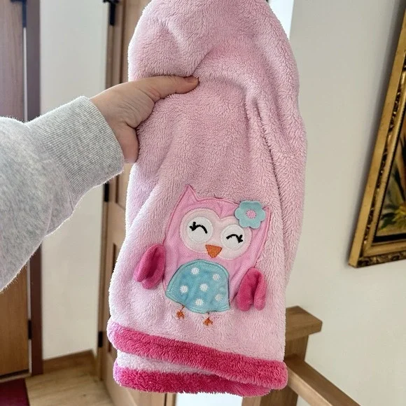 Baby Gear Pink Owl Plush Fleece Girl Baby Security‎ Blanket Lovey Aqua Blue Pink