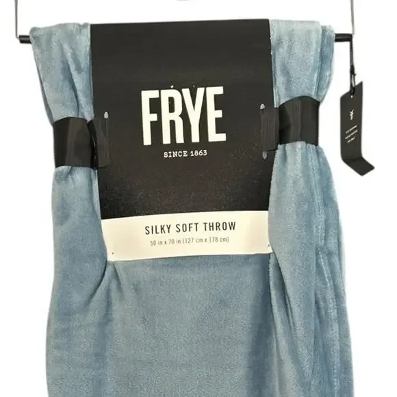FRYE Silky Soft Throw Blanket Blue 50 x 70 Plush Polyester New With Tags