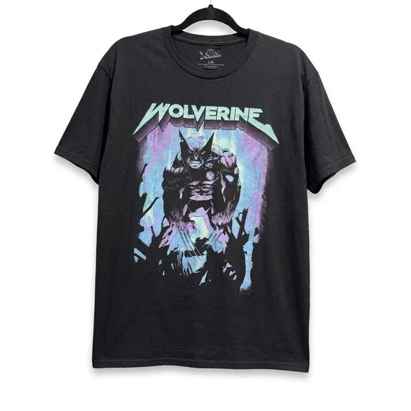 Marvel X-Men Wolverine Graphic T-Shirt Black Mens XL Short Sleeve Cotton Tee