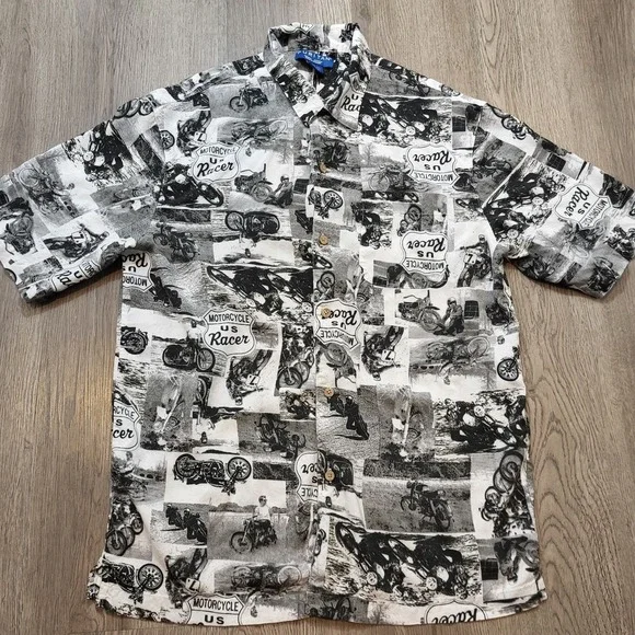 Vintage Puritan Men's Hawaiian Shirt Button up Motorcycle US Racer Sze M