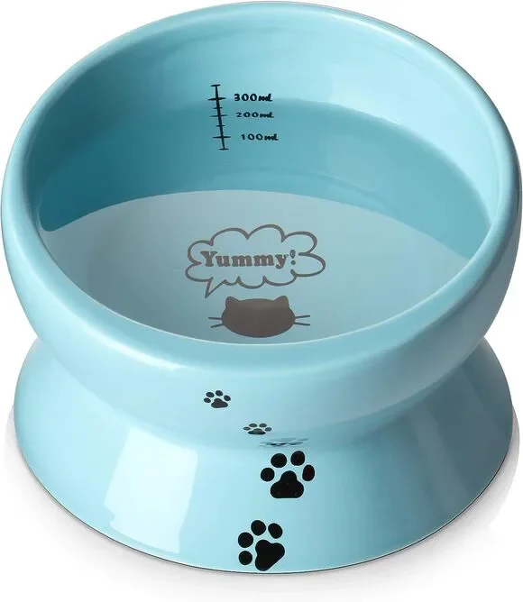 Ceramic Raised Cat Food Water Bowl