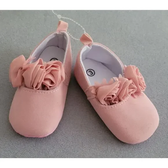 MY GGPP Infant/Toddler Flower shoes w/soft fabric uppers, non-slip soles-Sz US 5
