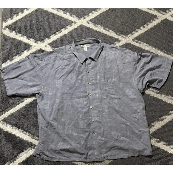 VTG 90s Big Dog Resort Wear Shirt Mens 3XL Gray Poker Cards‎ 100% Silk Hawaiian