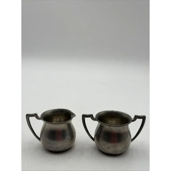 Antique/Vintage Old English Genuine Pewter Creamer and Sugar Bowl