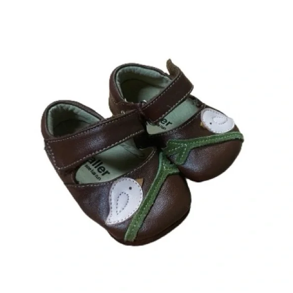 See Kai Run “Smaller” Brown Bird Graphic Leather Moccasins Baby Girl Size 1