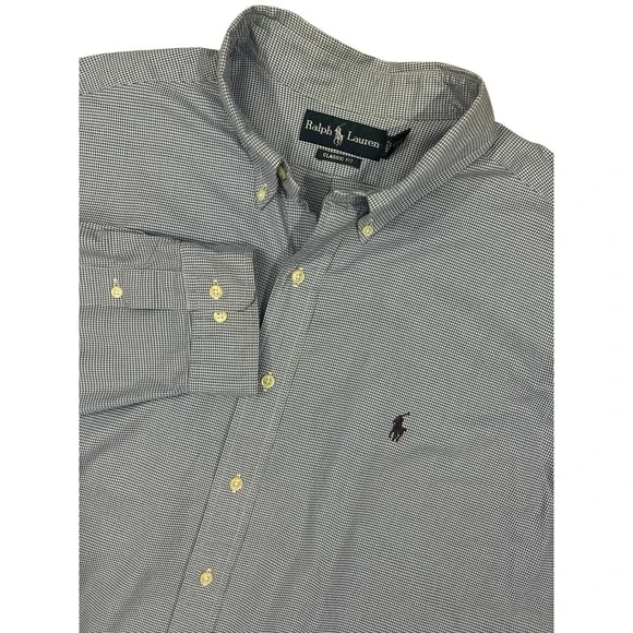 Ralph Lauren Men's XXL(18) Classic Fit Long Sleeve Button-Up Checked Shirt READ