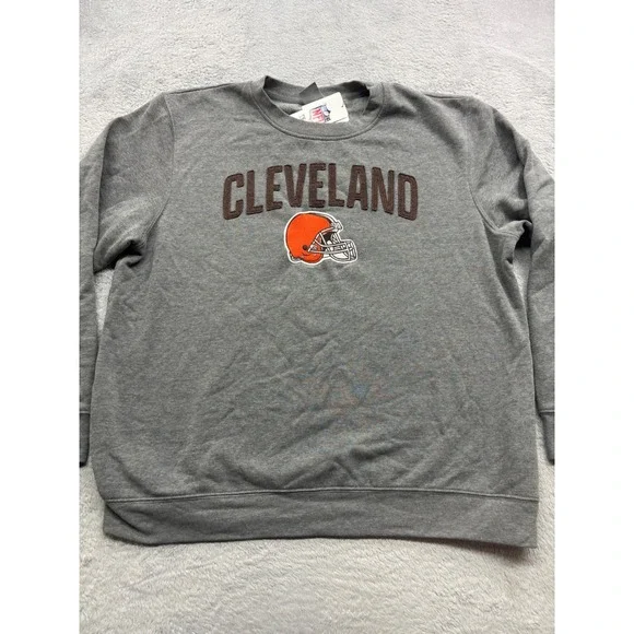 NFL Team Apparel Cleveland Browns Sweatshirt‎ Mens XL Gray Embroidered Crewneck