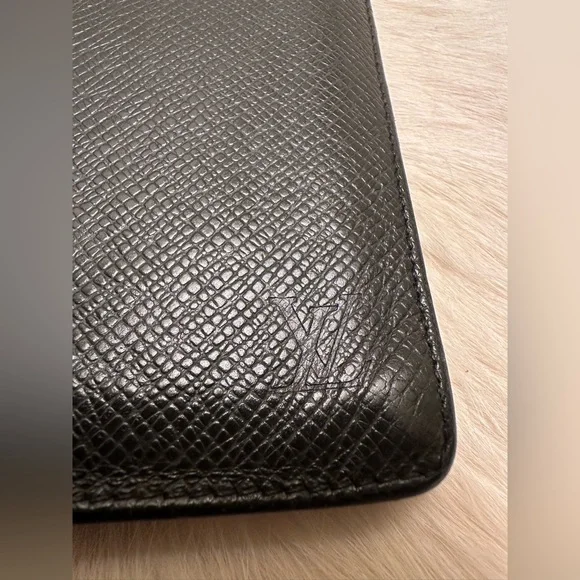 Louis Vuitton Long Black Leather Wallet Card Holder Authentic LV Monogram