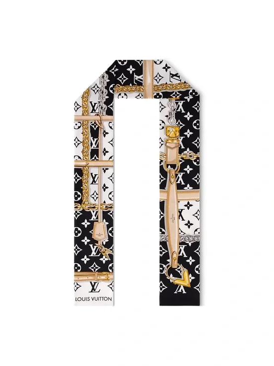 Louis Vuitton Black & White Monogram Confidential Bandeau Scarf