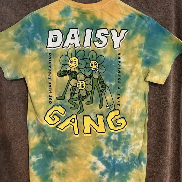 Zumiez A-Lab‎ Happy Life Green & Yellow Tie Dye T-Shirt Small NWOT