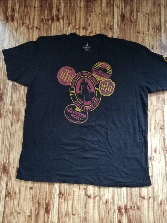 Disney Men's 2XL Hollywood Tower Hotel Of Terror Black Shirt Passholder
