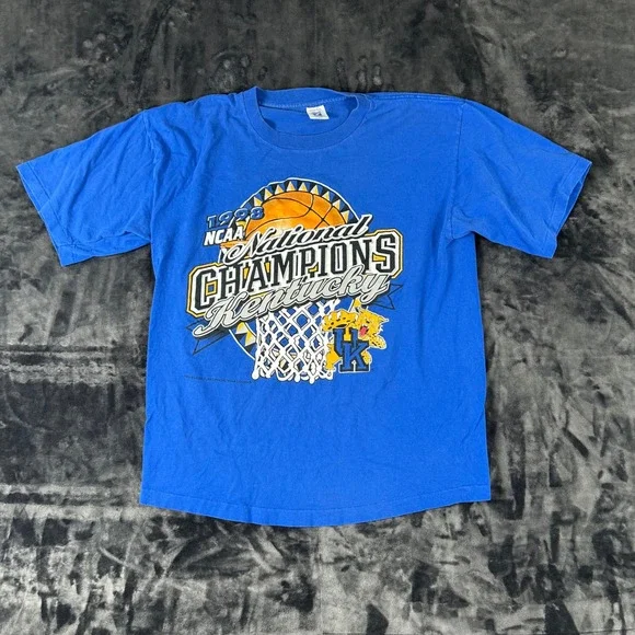 Logo 7 Kentucky Wildcats T Shirt Mens XL Blue 1998 NCAA Champions Vintage USA