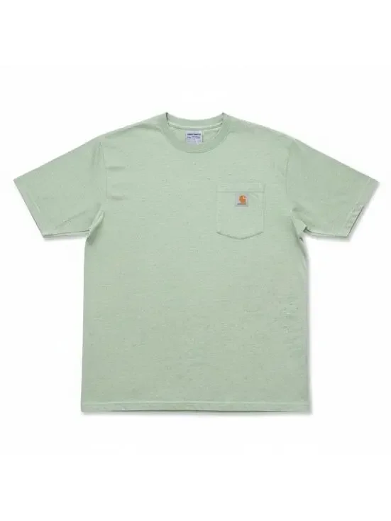 Carhartt T-Shirt Mens L Loose Fit Short Sleeve Pocket Logo Heather Green Casual