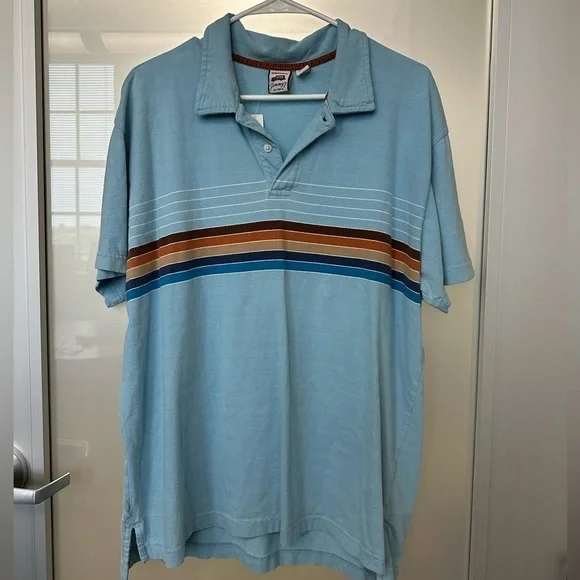 Jimmy’Z Vintage 1980’s Polo Blue Striped Size XL. Beach.  Surf.