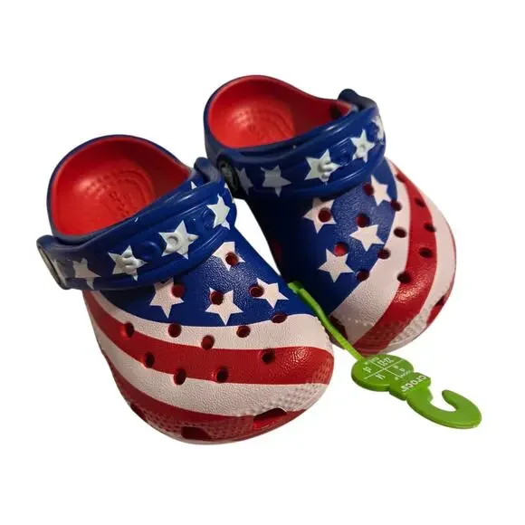 Crocs Classic Clogs American Flag Patriotic size C4 C-4 Toddler / Baby NWT