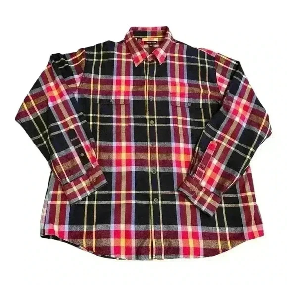 Lands’ End Men’s Button Down Plaid Cotton Flannel Shirt XXL (18-18 1/2)