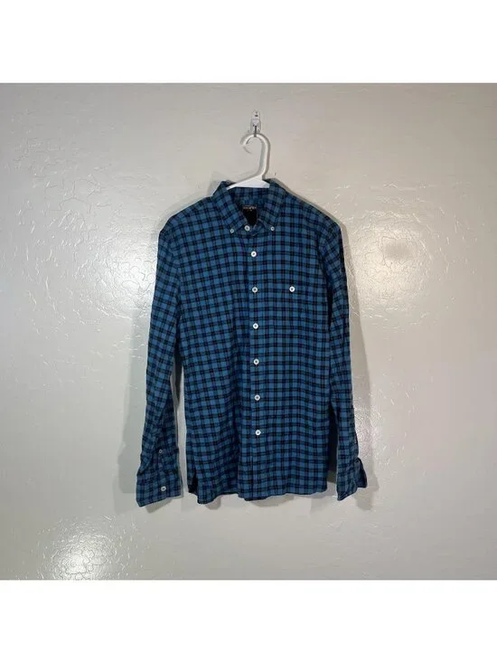 Todd Snyder Shirt Mens Small Blue Plaid Long Sleeve Button Up Flannel Casual