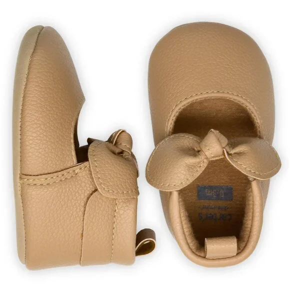 Carter's Child of Mine Bow Tan Moccasins Shoes BABY GIRL SIZE 3-6 MONTHS NEW