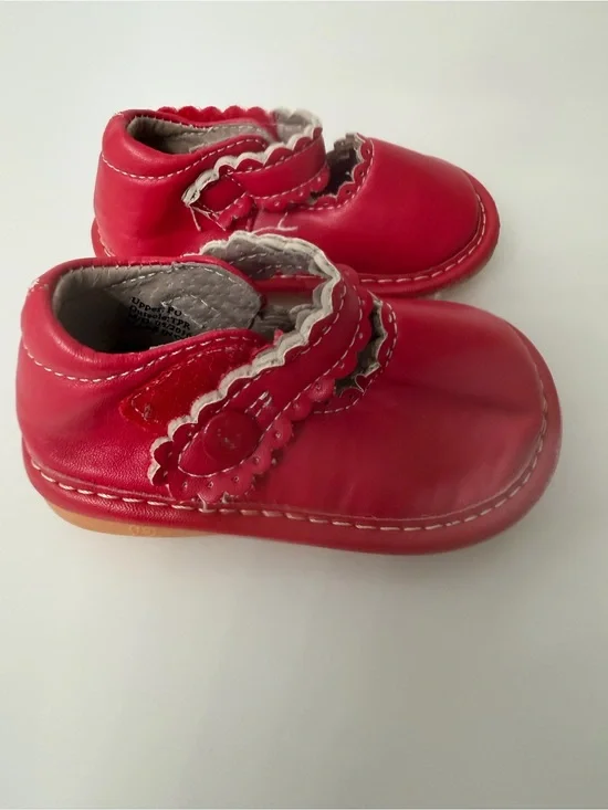 Toddler Red Leather Hook-and-Loop Mary Jane Walkers Size 3