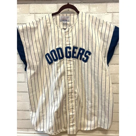 90s Starter Los Angeles‎ Dodgers Baseball Jersey Men's 2XL Pinstripe Blue White