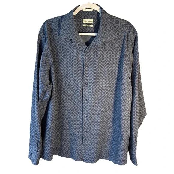 Lucky Brand Slim Fit Shirt XL Blue 4-Way Stretch Button Up Mens