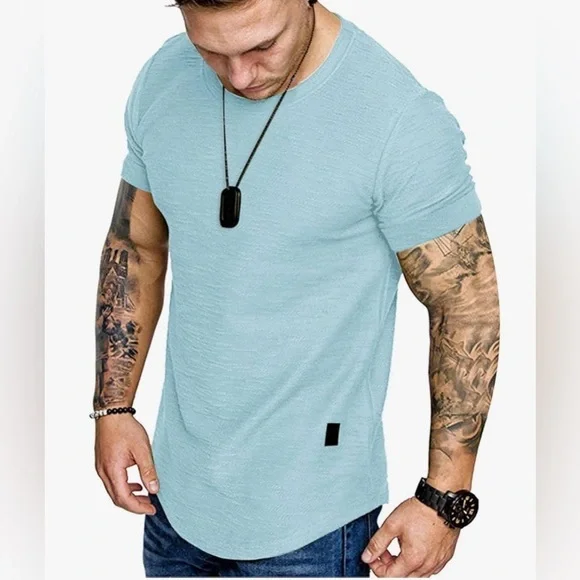 Fashion Mens T Shirt Muscle Gym Workout Athletic Shirt Cotton Tee Shirt Top NWOT