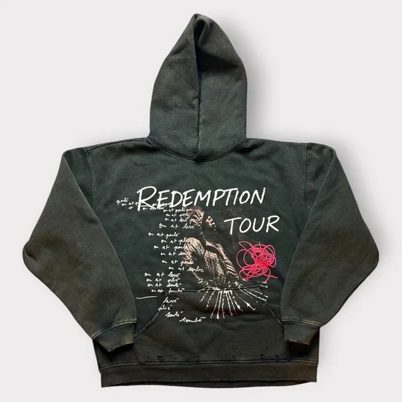 Rod Wave Redemption Tour Hoodie Washed Black Graphic Merch Mens Medium