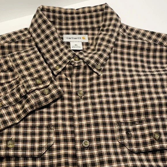 Carhartt Shirt Mens XL Plaid Long Sleeve Button Down Relaxed Fit Casual Workwear