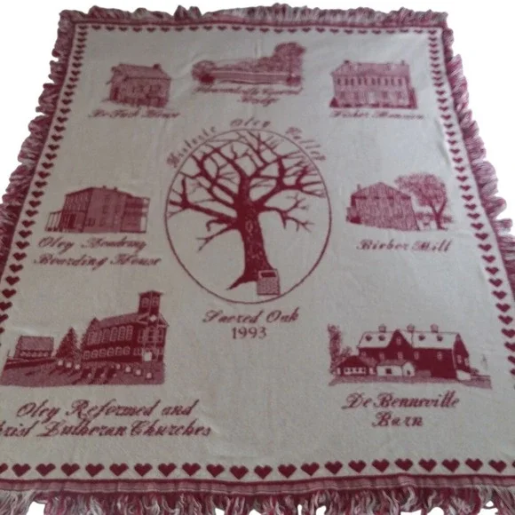 VTG Historic Oley‎ Valley PA Throw Blanket Sacred Oak 1993 Tapestry Woven 46x56