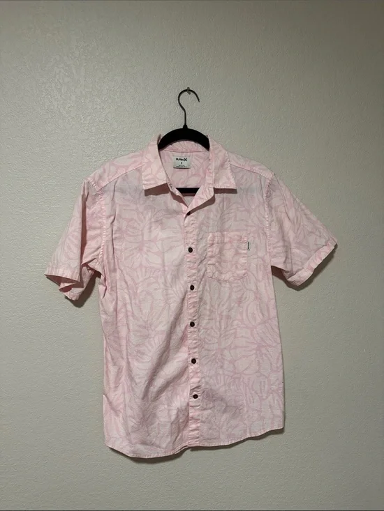 Hurley Light Pink Short Sleeve Button Down Shirt