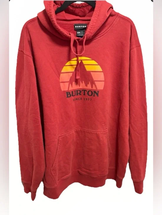 Burton Red Hoodie with Sunset Mountain Graphic XXL