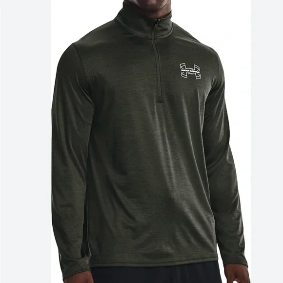 🟢 NWT Under Armour Men’s Quarter-Zip Pullover – Olive Green – Size Large