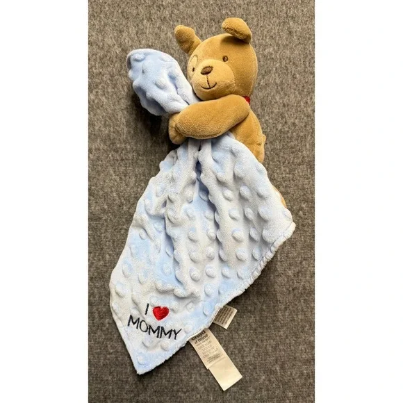 Child of Mine by Carters Puppy Dog I Love Mommy Blue Minky Dot Security Blanket