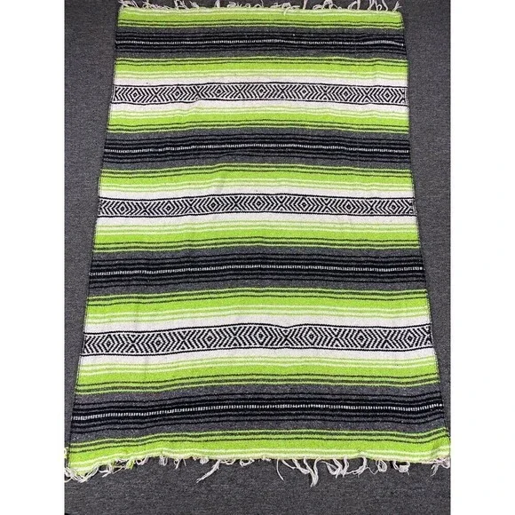 Vintage Navajo Style Hand Made Mexican Blanket with Fringes Frank’s Multicolor